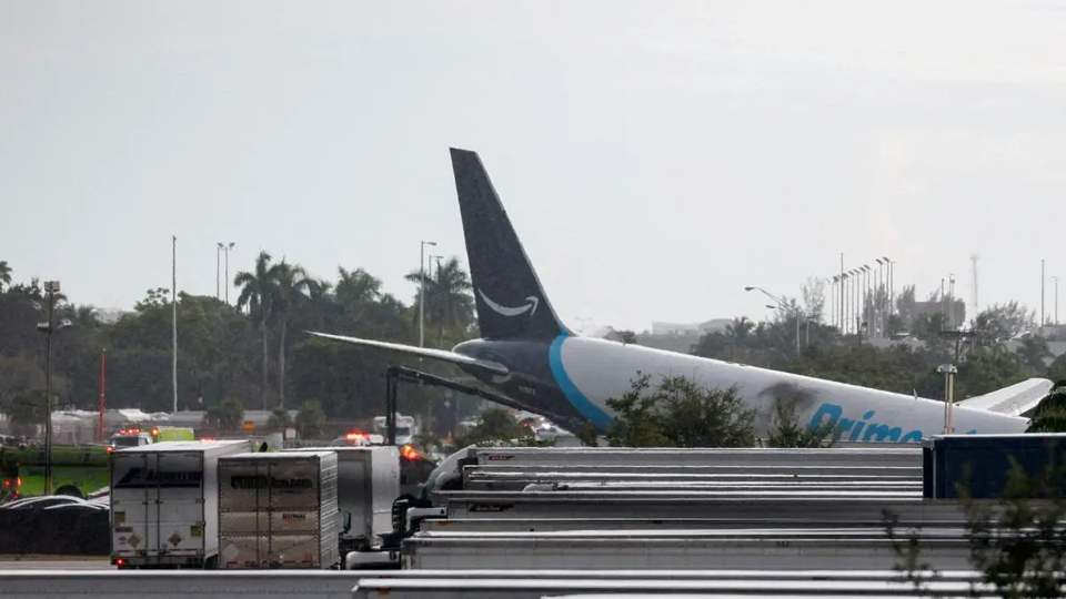 Source-supplied image for: At least 5 dead after Amazon cargo plane barrelled off runway at Miami airport