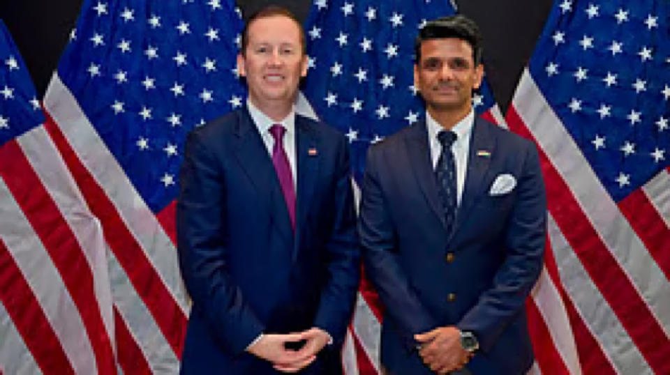Source-supplied image for: Ambassador Sergio Gor Meets Astronaut Shubhanshu Shukla In Bengaluru, Hails Expanding India-US Partnership In Space, AI, Trade And Defence | Watch